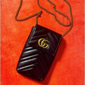 Authentic Gucci Marmont Crossbody Mini Bag black leather